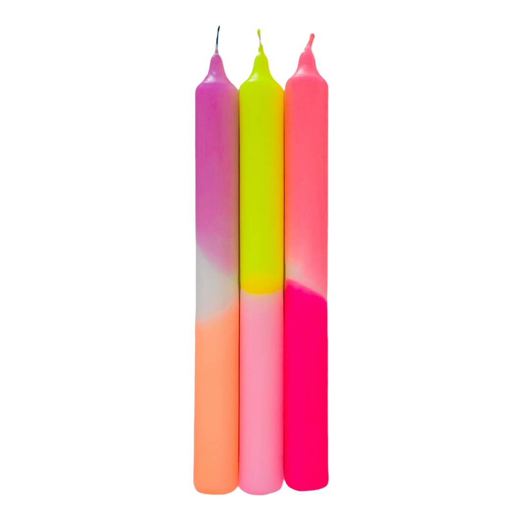 Dip-Dye Neon Candles (Trio)
