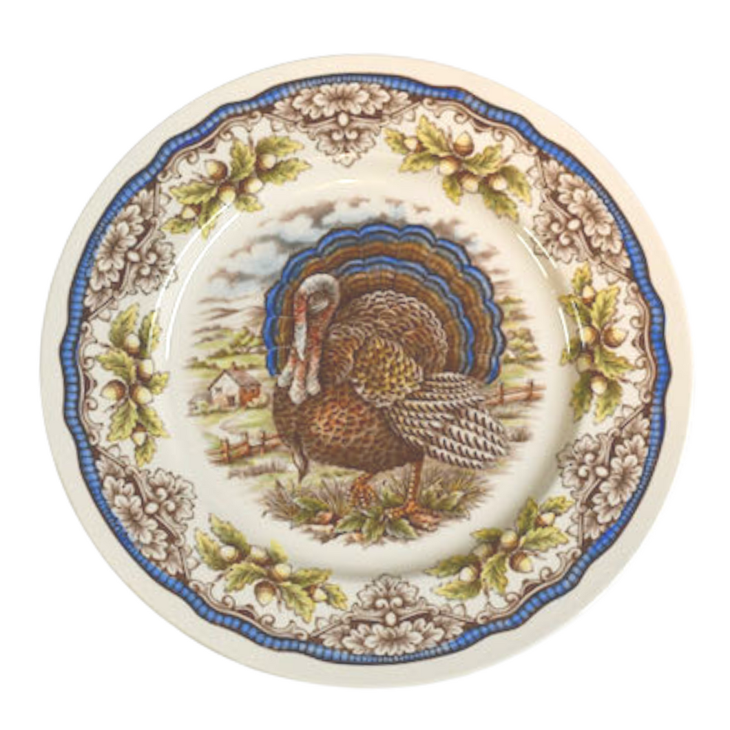 Hand Painted Vintage Turkey Round Platters