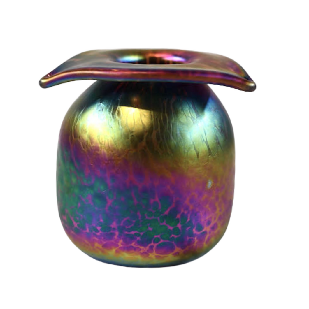 Small Iridescent Vase With Petal Opening