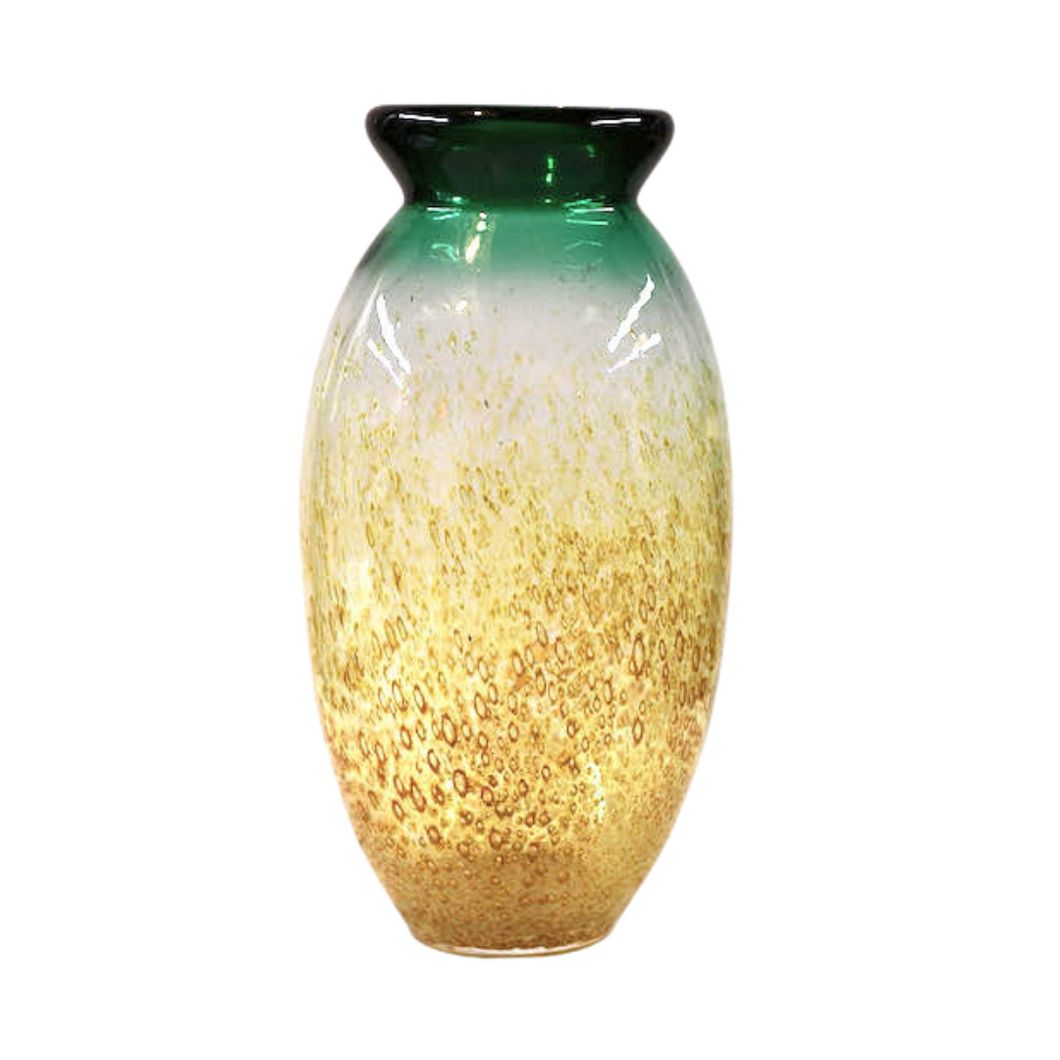 Yellow and Green Art Glass Vase